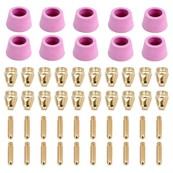 Amico Electric 50 Plasma Cutter Consumables, 20-Nozzles 20-Electrodes 10-Ceramic Cups for CUT-50 CUT-55M CTS-200. CUT50-G50 - main
